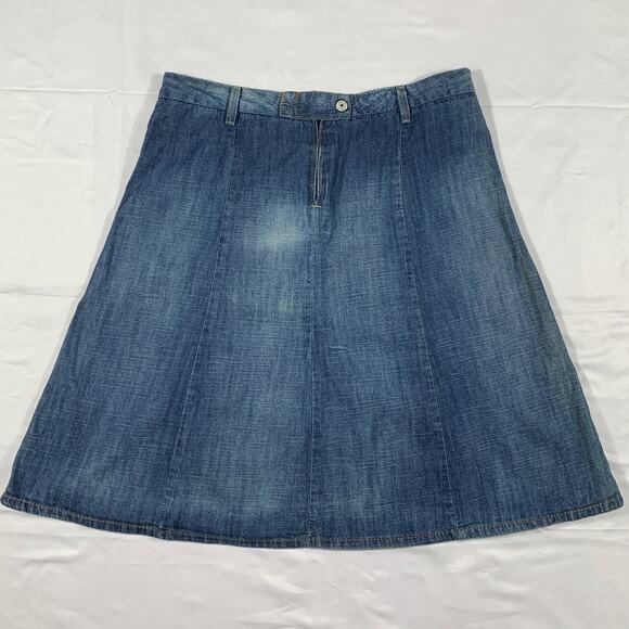 H&M Label of Graded Goods Denim Jean Skirt Patchwork Size 8 Boho Prairie Button - Picture 2 of 11